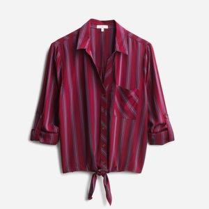 Burgundy tie front top